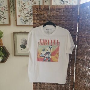 NIRVANA White Tee with Red and Yellow Graphic